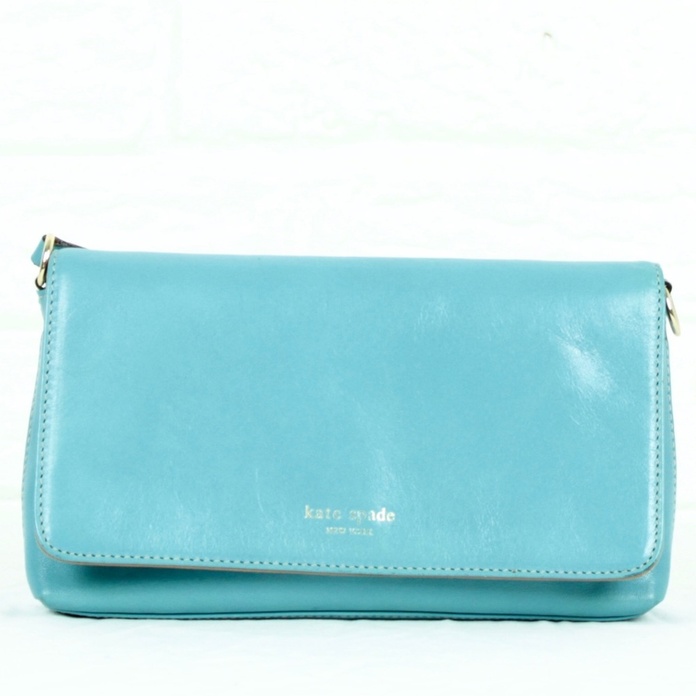 Kate Spade Aqua Turquoise Wristlet Flap Snap On